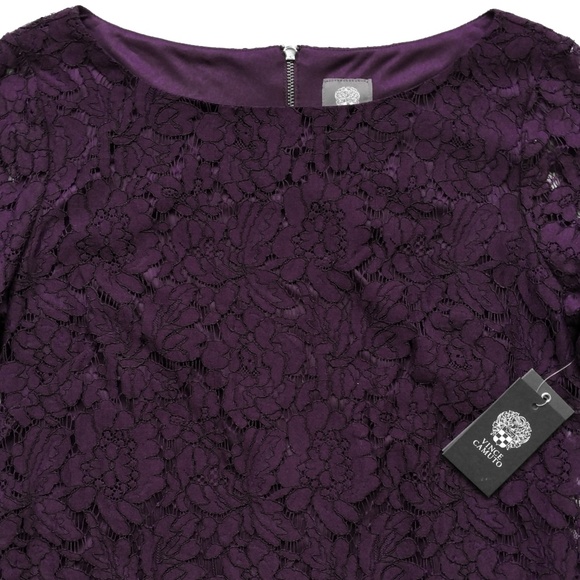 New VINCE CAMUTO Eggplant Lace Sheath Dress 10 - Picture 4 of 8